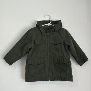 Old Navy Hooded Jacket Dark Green Gender-Neutral Lightweight Coat, 18–24 Months